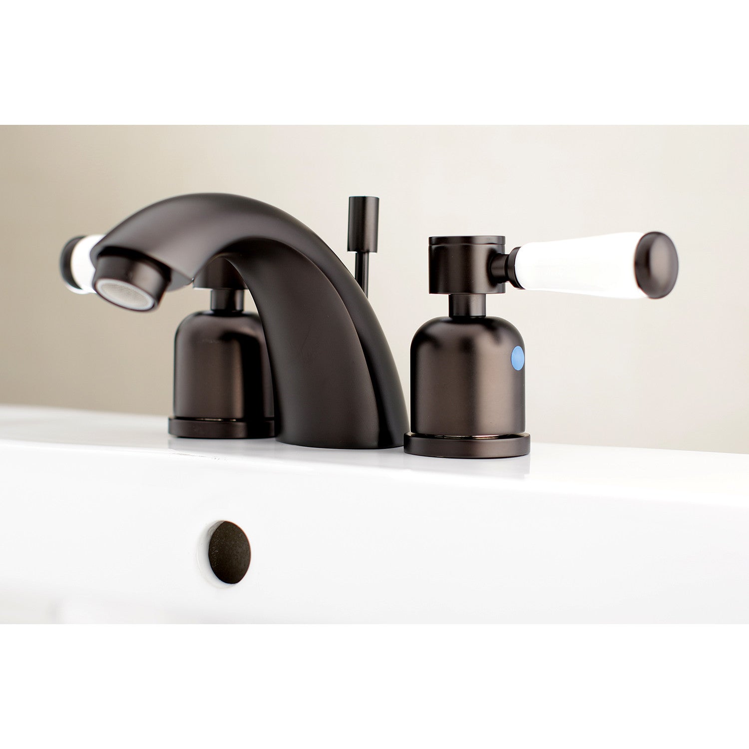 Kingston Tulare KB8955DPL - Paris Two-Handle 3-Hole Deck Mount Mini-Widespread Bathroom Faucet with Pop-Up Drain, Oil Rubbed Bronze — thumbnail 2